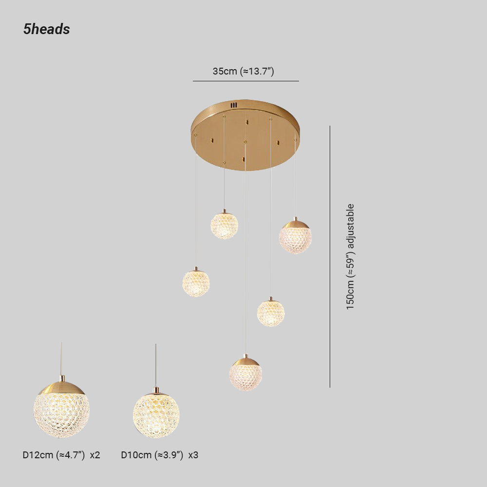 Jibril Multi Staircase Modern Art Deco Pendant Light, Gold - Lumpaz