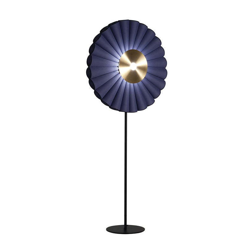 Chan Flower Metal/Artificial Paper Floor Lamp, White/Blue - Lumpaz