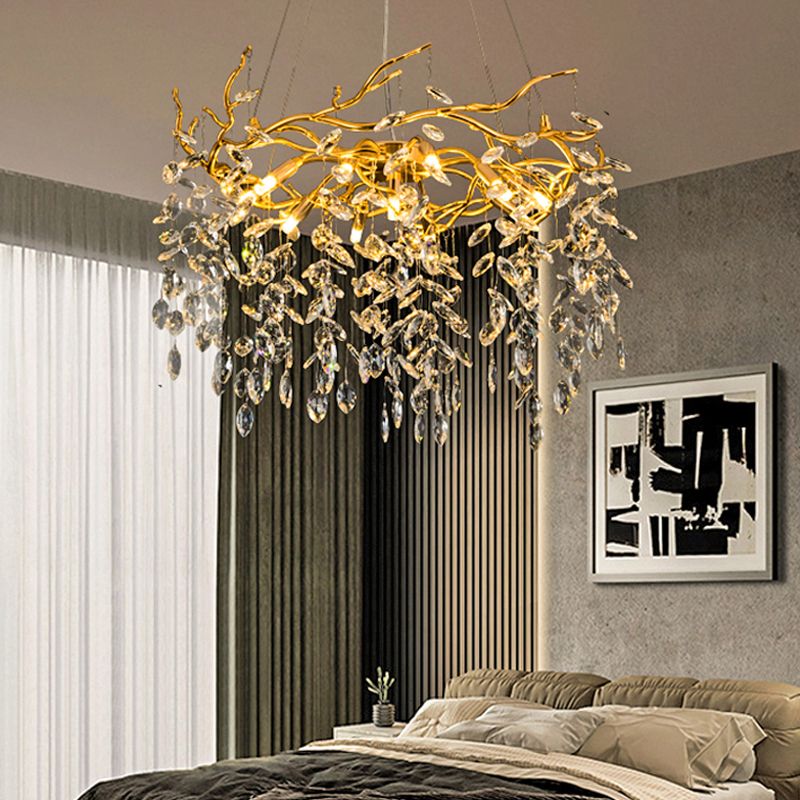 Marilyn Contemporary Gold Glass Crystal Chandelier - Lumpaz
