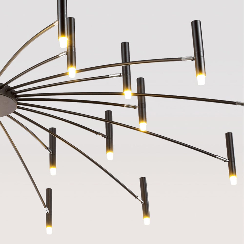 Evette Modern Blown Linear Metal Chandelier, White/Black - Lumpaz