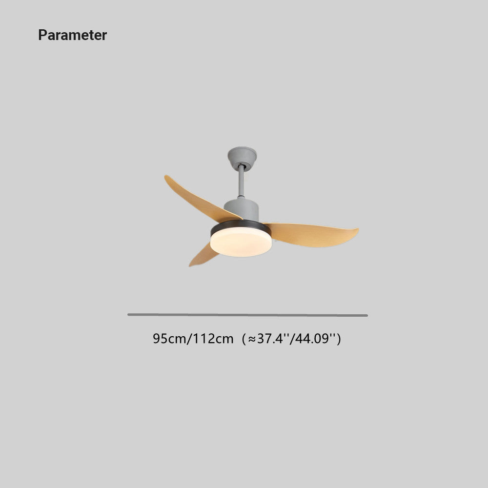 Haydn 3-Blade DC Ceiling Fan with Light, Metal & Acrylic, 37.4''/44.09'' - Lumpaz