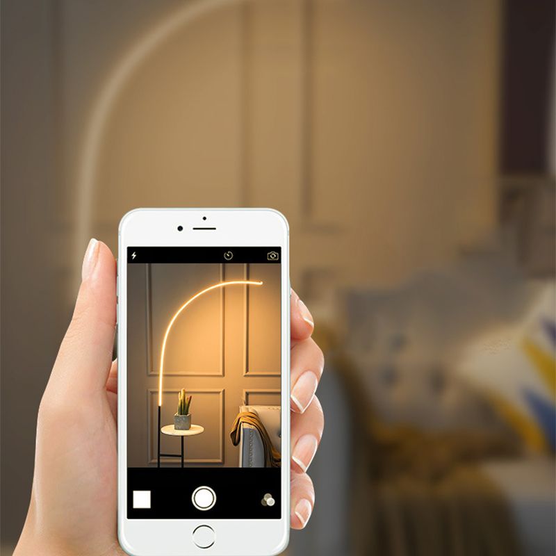 Edge Floor Lamp Bedside Table Modern, Marble/Acrylic, Black, Bedroom - Lumpaz