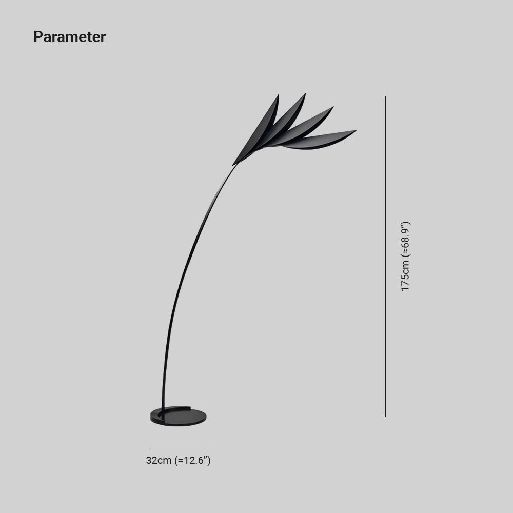 Clifford Modern Leaf Floor Lamp, Black, Metal, Living Room - Lumpaz