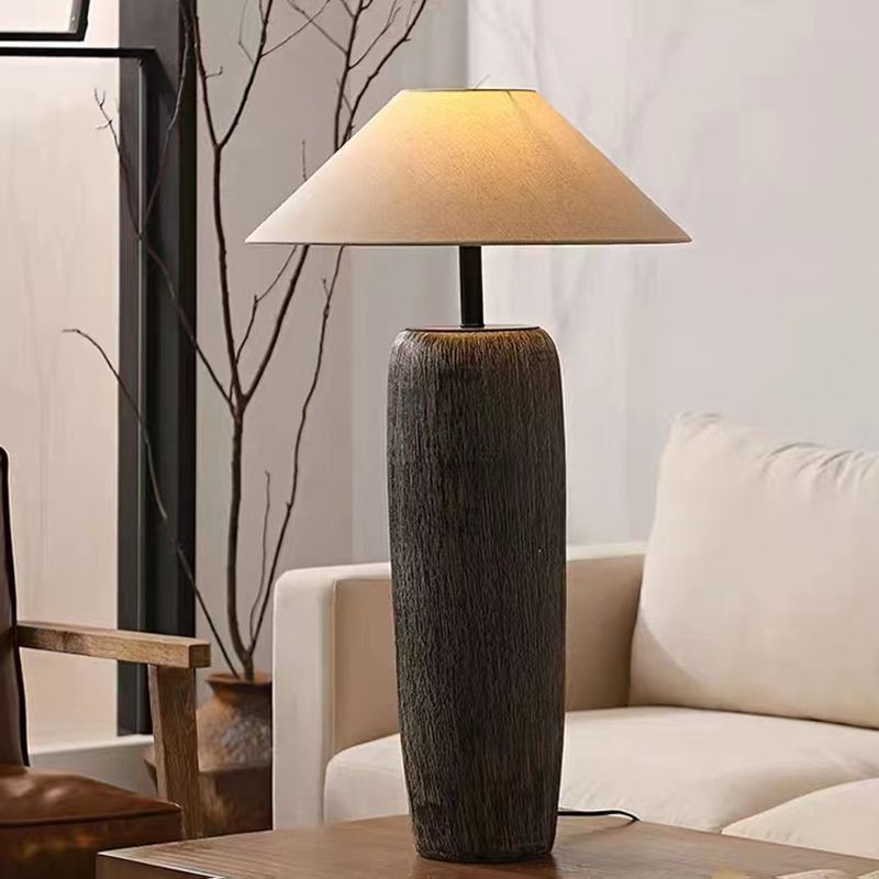 Salgado Retro Cone Ceramic Fabric Floor Lamp - Lumpaz