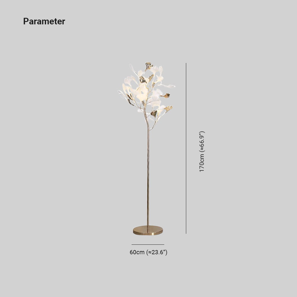 Olivia Floor Lamp Leaf Artistic, Ceramic/Metal, White/Gold, Study - Lumpaz