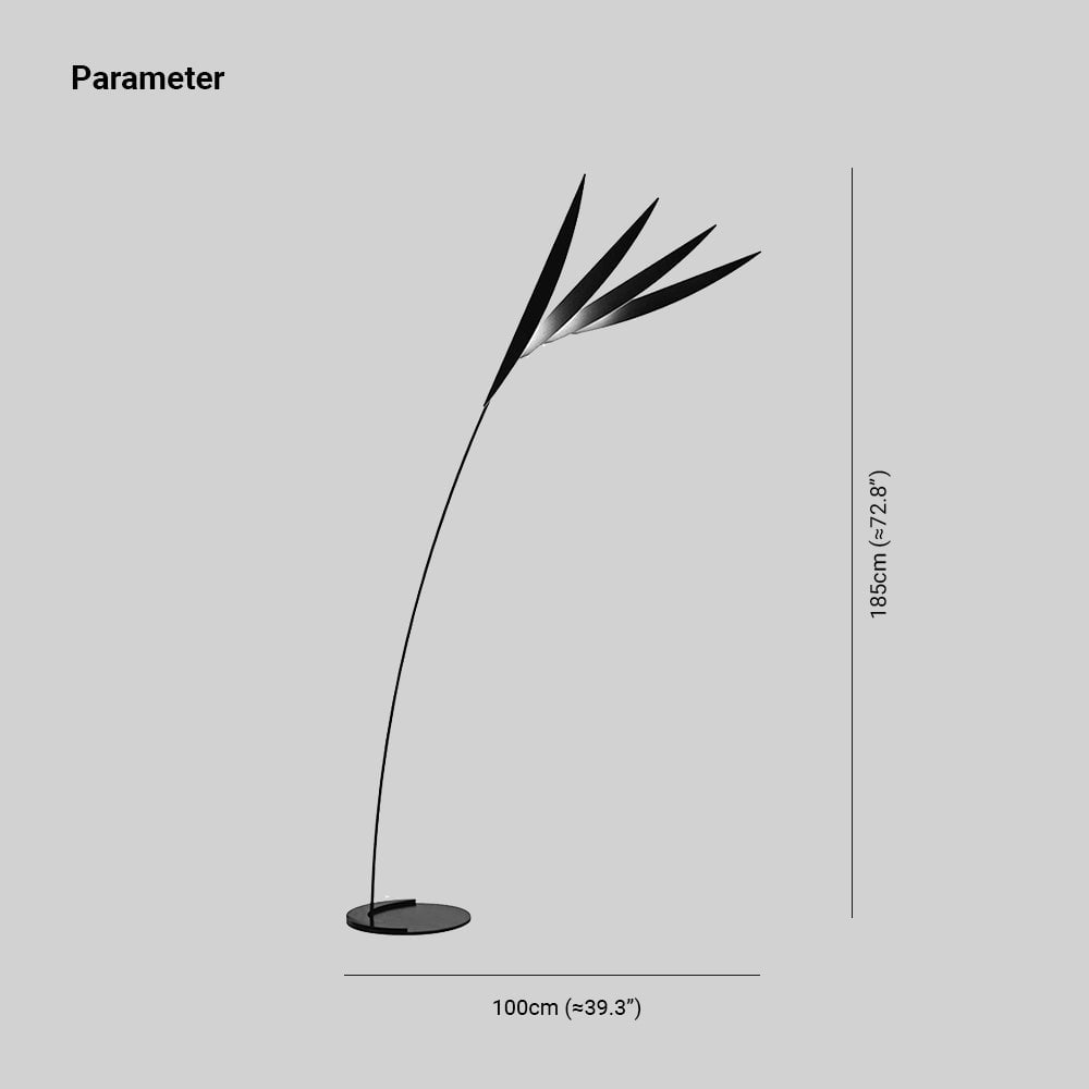 Salgado Leaf Metal/Acrylic Long Arm Floor Lamp, Living Room - Lumpaz