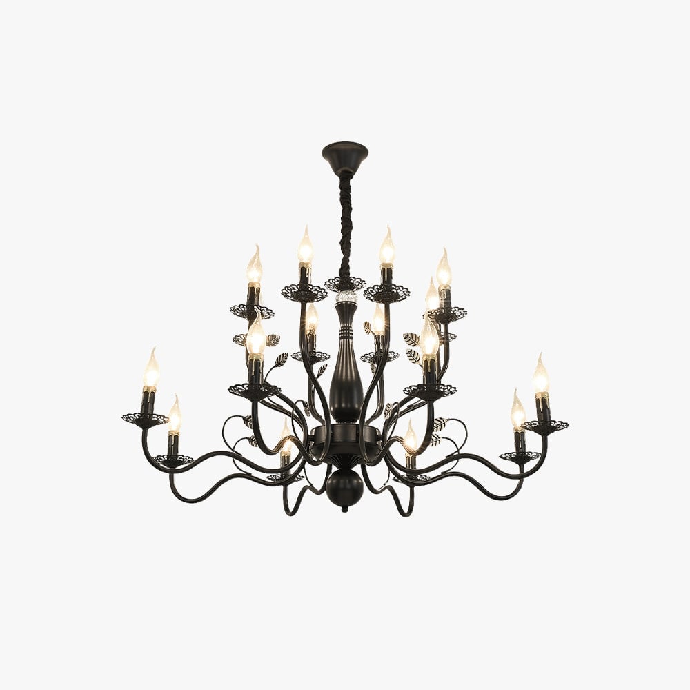 Marilyn Antique Candle Crystal/Metal Chandelier, Black/Gold - Lumpaz