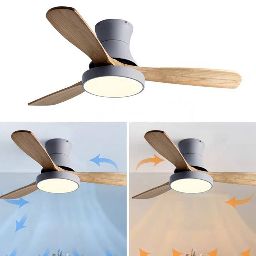 Walters 3-Blade White & Gray Ceiling Fan with Light, Metal & Wood, DIA 52'' - Lumpaz