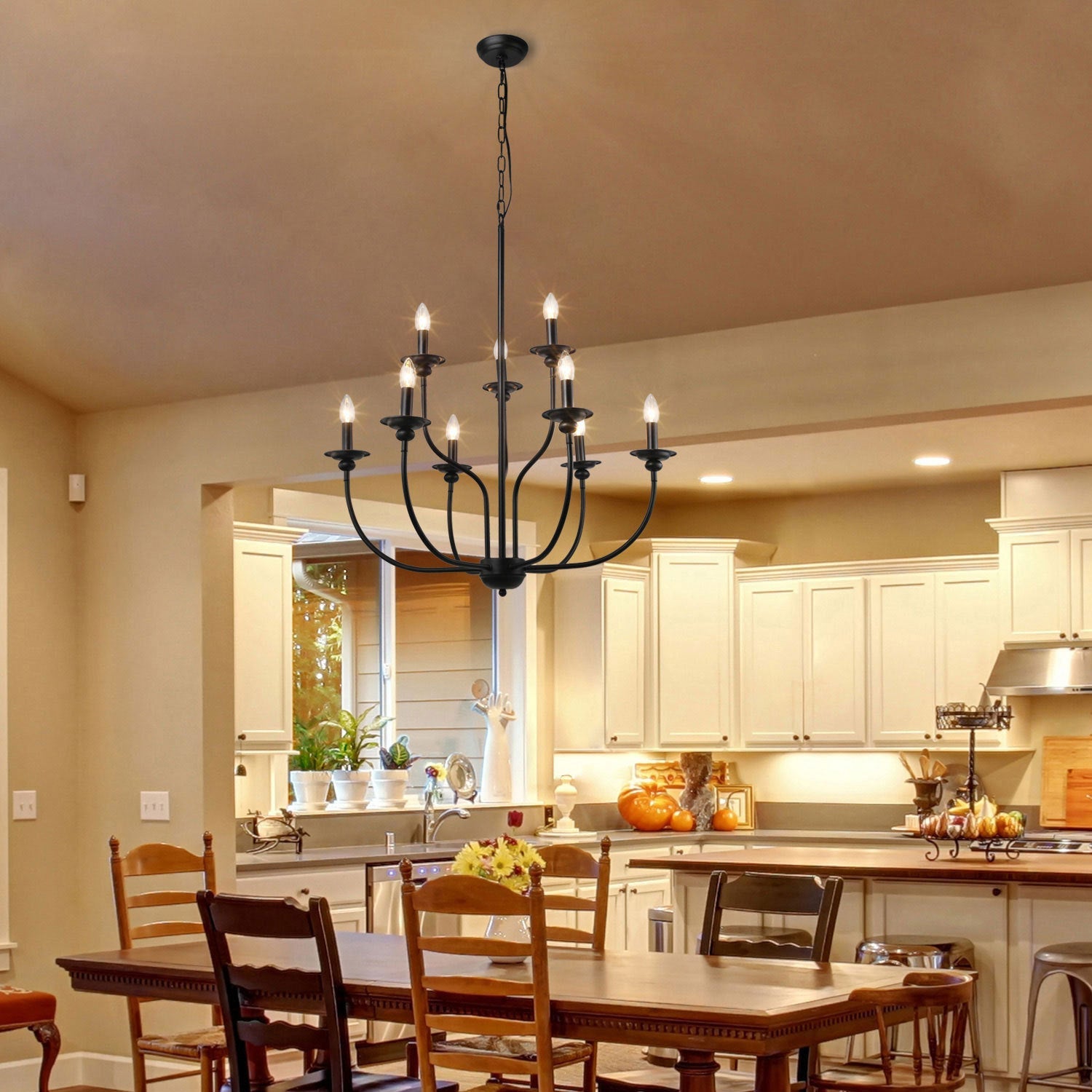 Silva Modern LED Chandelier Black Metal Bedroom Living Room - Lumpaz