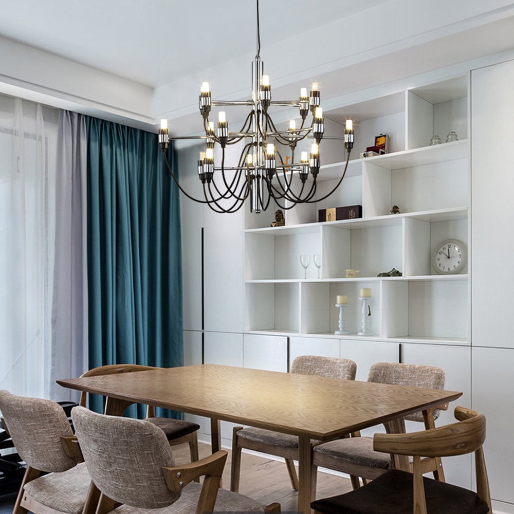 Alessio Retro Linear Metal Chandelier, Black - Lumpaz