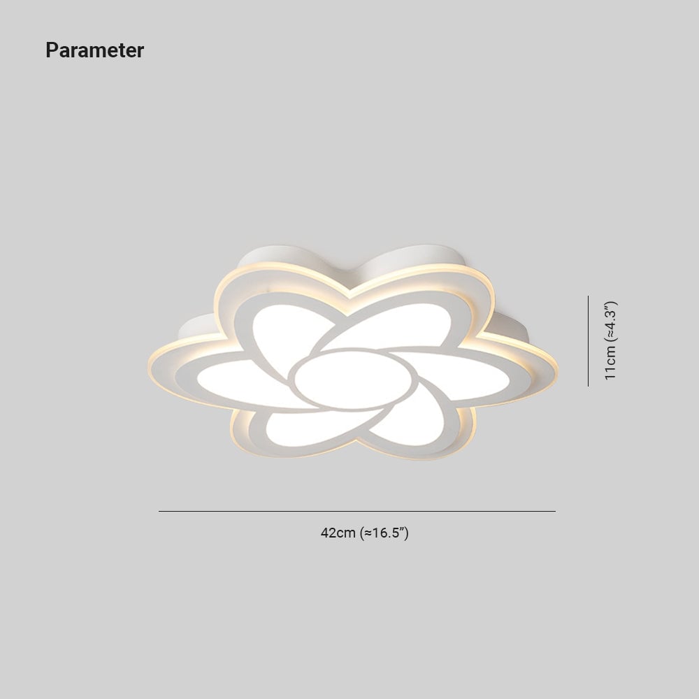 Hana Modern White Flower Flush Mount Ceiling Light, Metal - Lumpaz