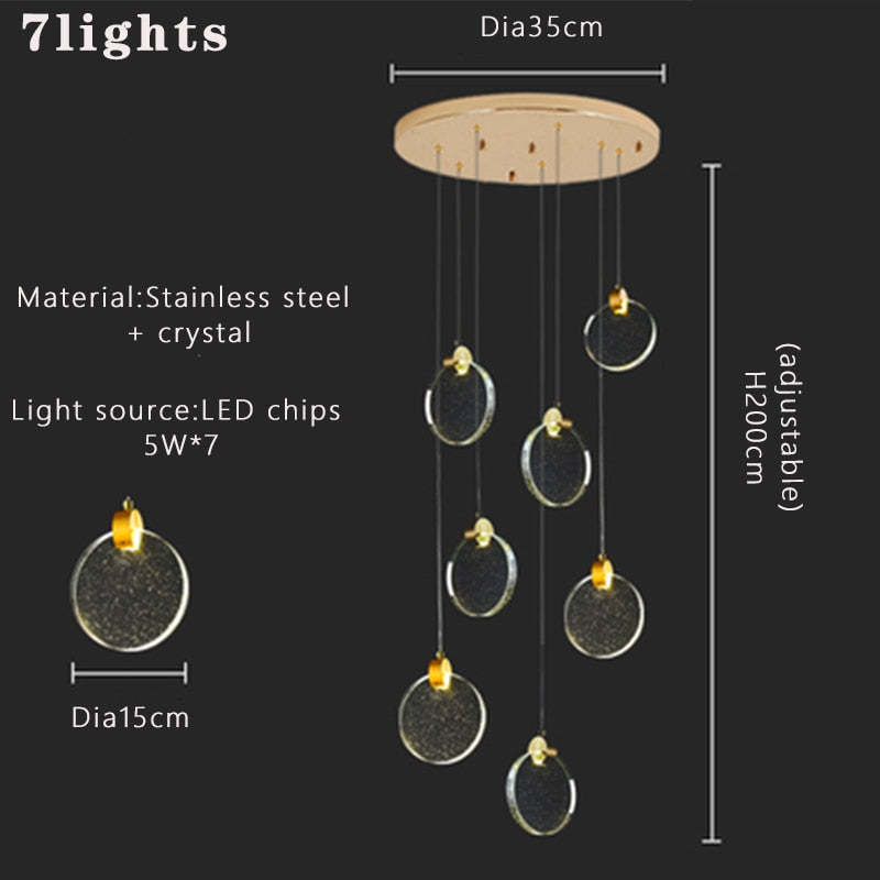 Kristy Minimalist Round  Metal/Crystal Chandelier, Gold - Lumpaz