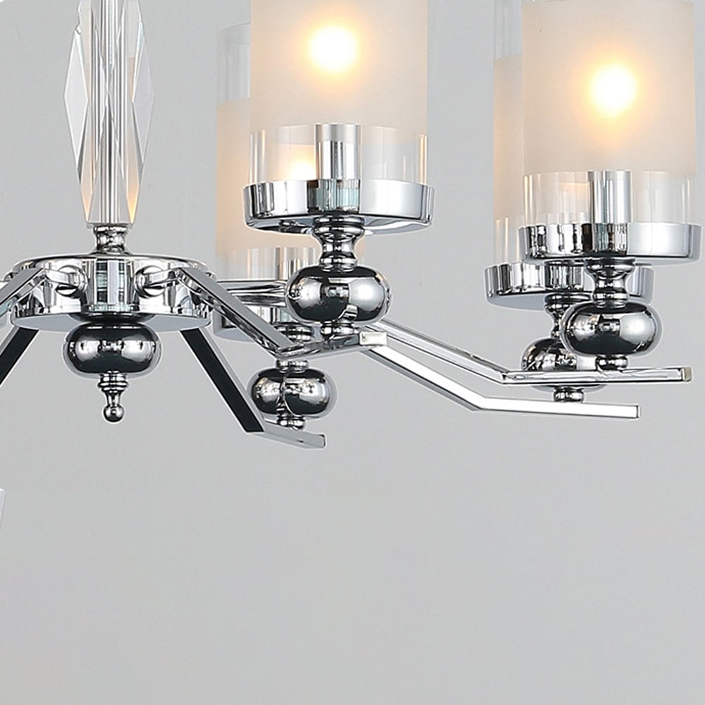 Alessio Retro Silver Metal/Glass Chandelier/Wall Lamp, Living Room - Lumpaz