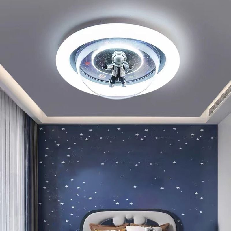 Fateh Flush Mount Ceiling Light Astronaut Modern, Metal/Acrylic, Pink/Blue, Bedroom - Lumpaz
