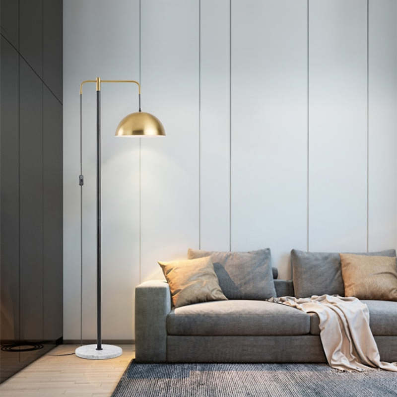 Carins Modern Metal Floor Lamp, Gold, Living Room - Lumpaz