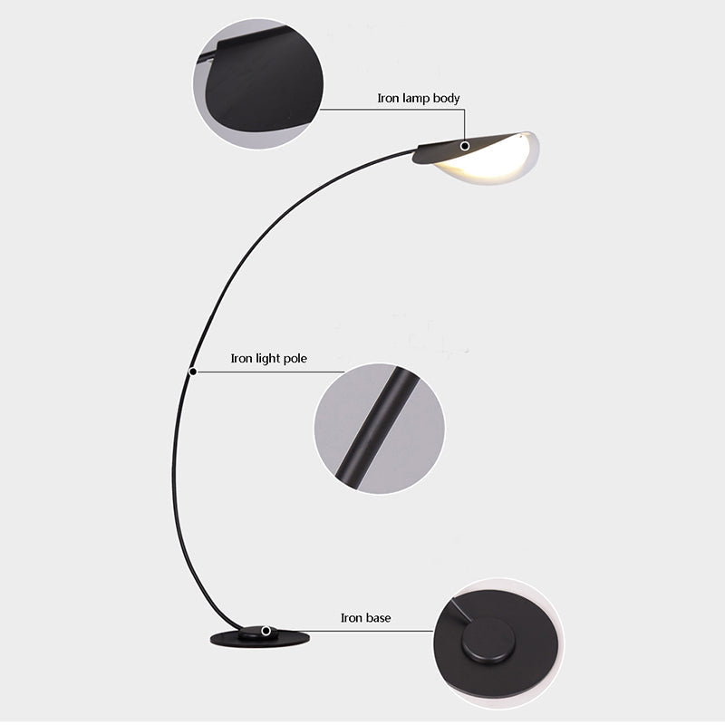 Edge Modern Arch Metal Floor Lamp, Black Bedroom/Living Room - Lumpaz