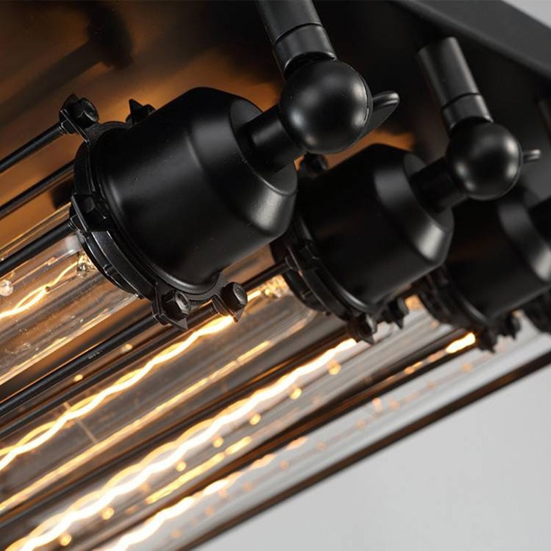 Alessio Vintage Tubed Metal Flush Mount Ceiling Light Black Living Room - Lumpaz