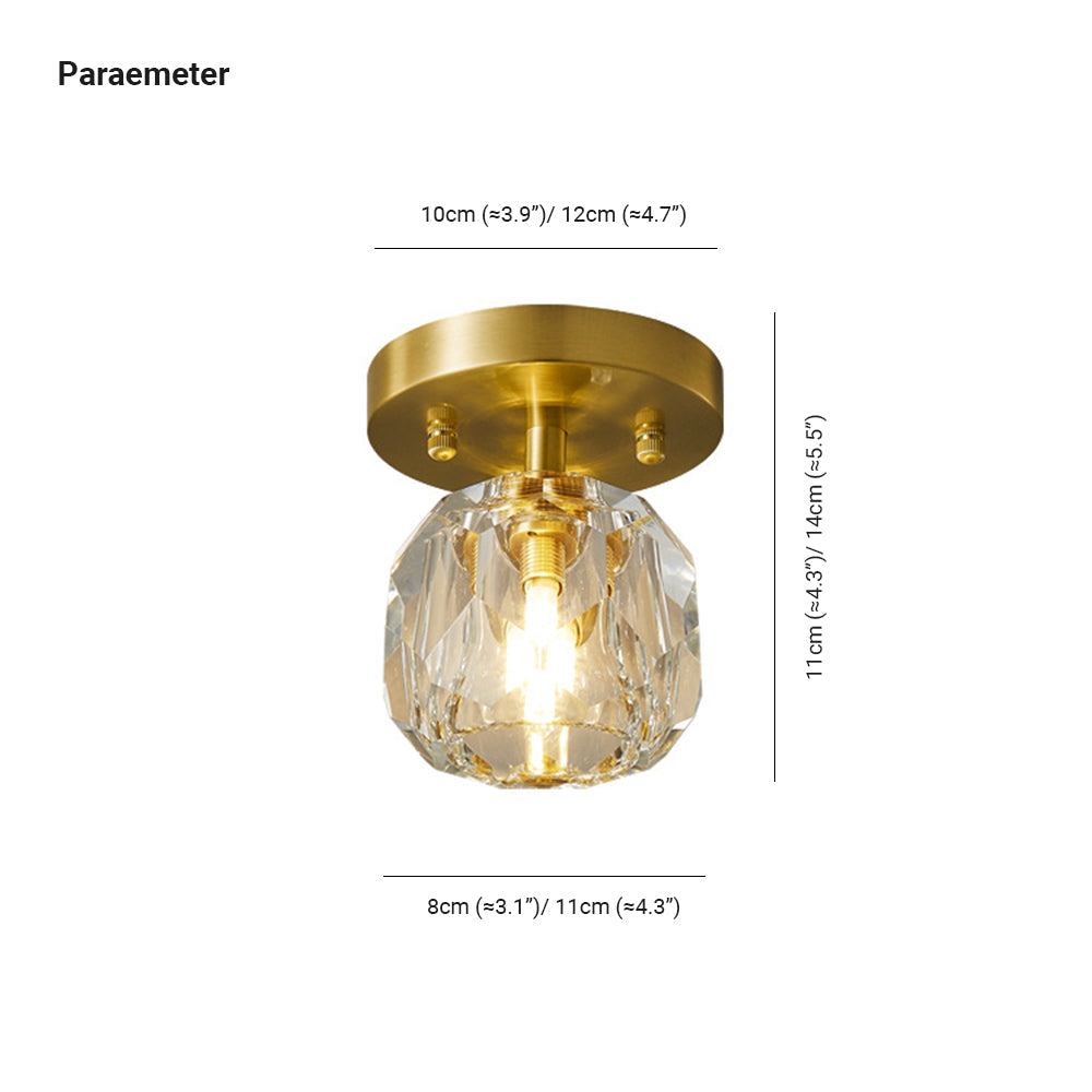 Kirsten Luxury Diamond Metal/Acrylic Flush Mount Ceiling Light, Gold - Lumpaz