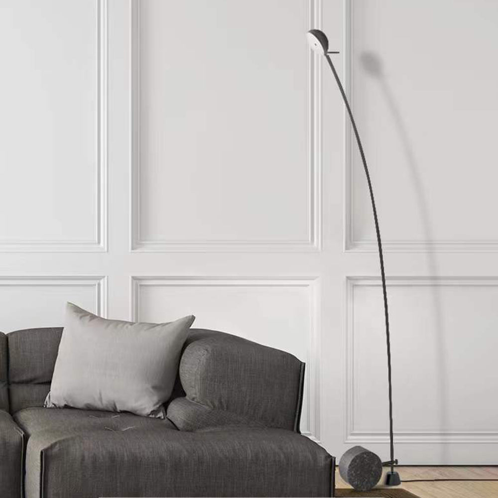 Salgado Nordic Gray Arc LED Floor Lamp, Marble & Metal - Lumpaz