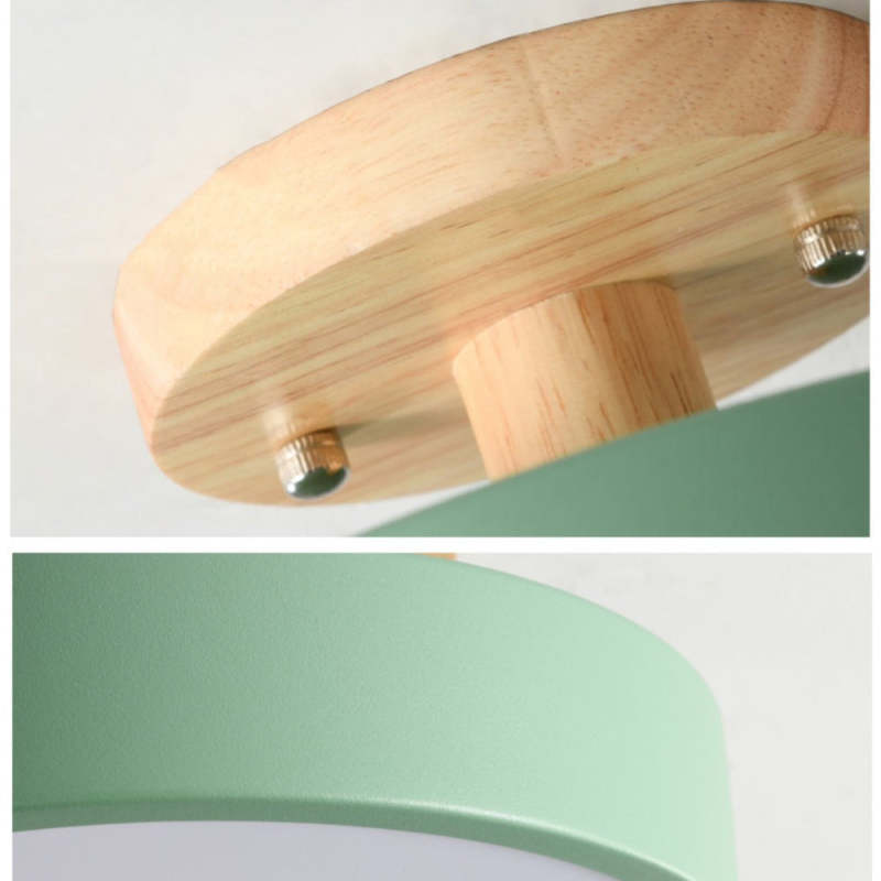 Quinn Round LED Flush Mount Ceiling Light Modern Wood/Acrylic - Lumpaz