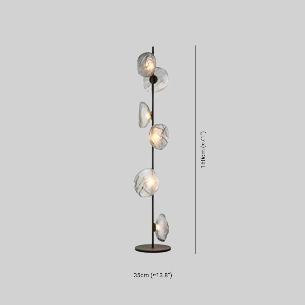 Byers Luxury Flower Metal/Glass Floor Lamp, Black/Gold/Gray - Lumpaz