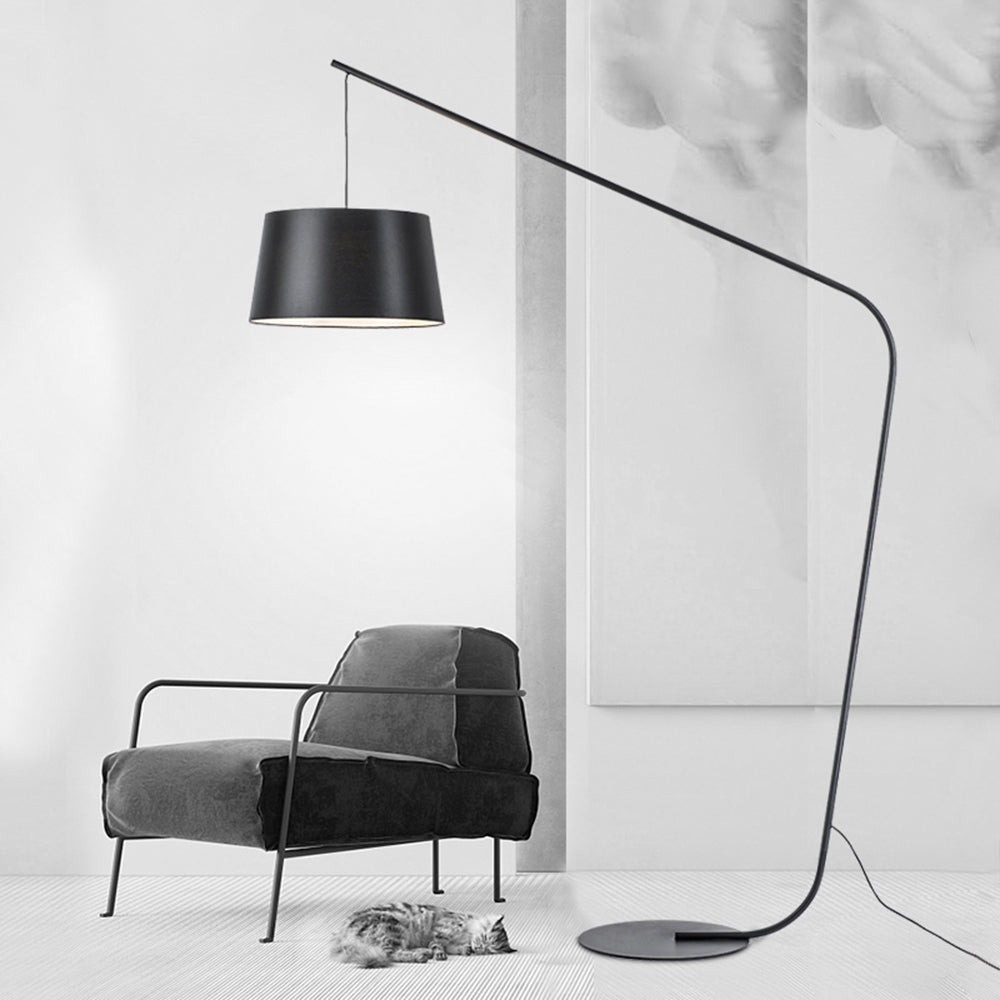 Salgado Black Floor Lamp 3 Color Temperature Switchable, Artificial Fabric & Metal - Lumpaz