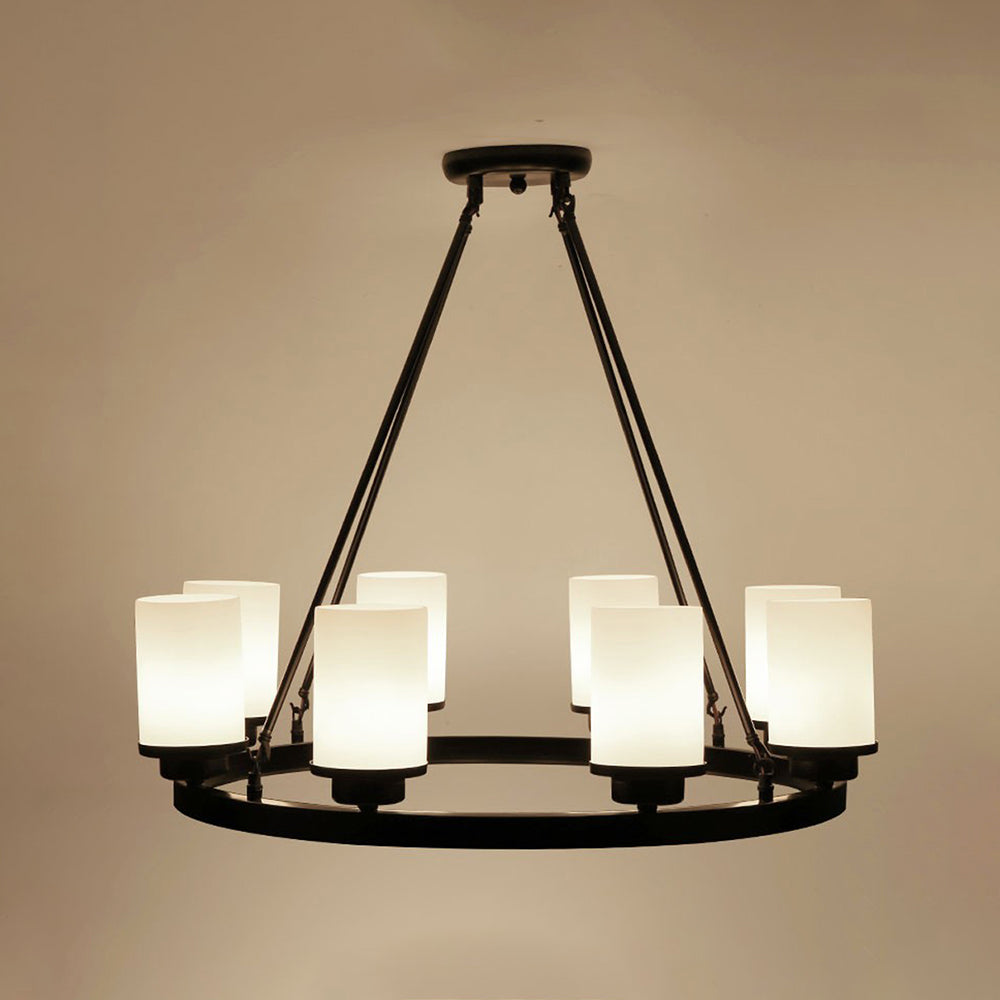 Alessio Retro Black Metal/Glass Chandelier for Living Room - Lumpaz