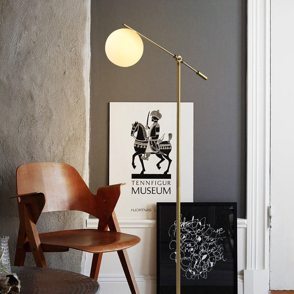 Valentina Arc Floor Lamp, Frosted Glass & Metal - Lumpaz