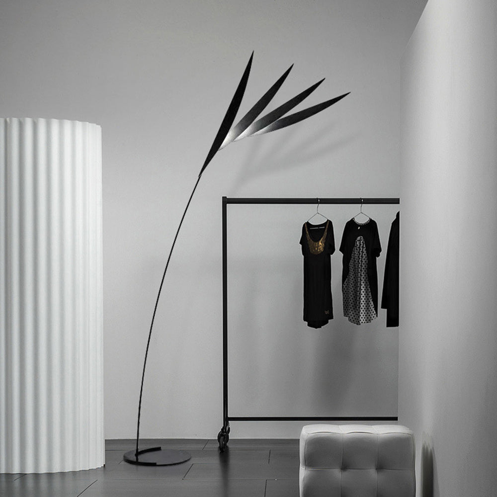 Clifford Modern Leaf Floor Lamp, Black, Metal, Living Room - Lumpaz