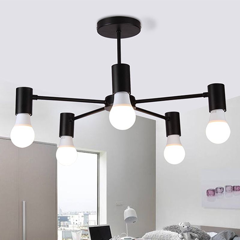 Valentina Industrial Semi Metal Flush Mount Ceiling Light, Black/White, Living Room - Lumpaz