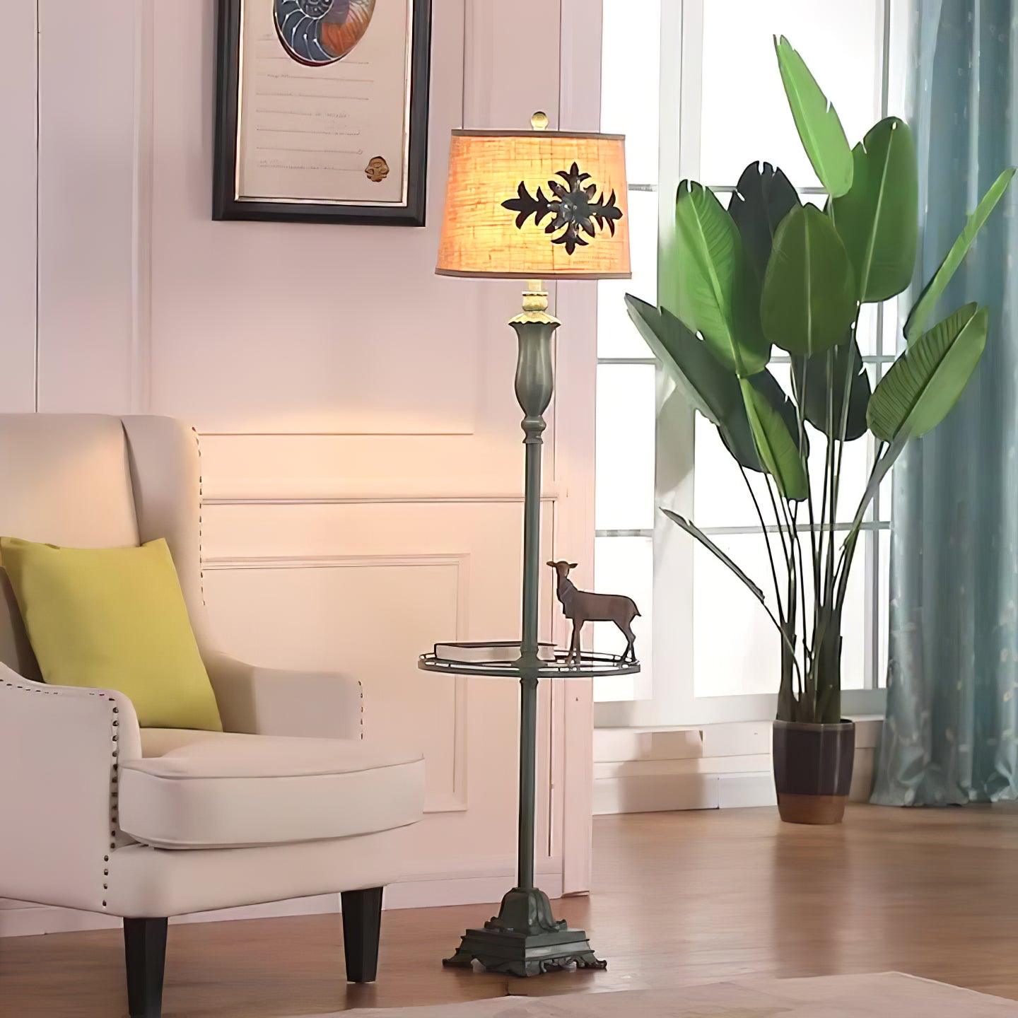 Eryn Floor Lamp Table Vintage, Metal/Resin, Green, Living Room - Lumpaz