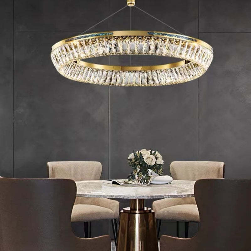 Marilyn Modern Luxury Crystal Gold Chandelier, Tri-Circle - Lumpaz