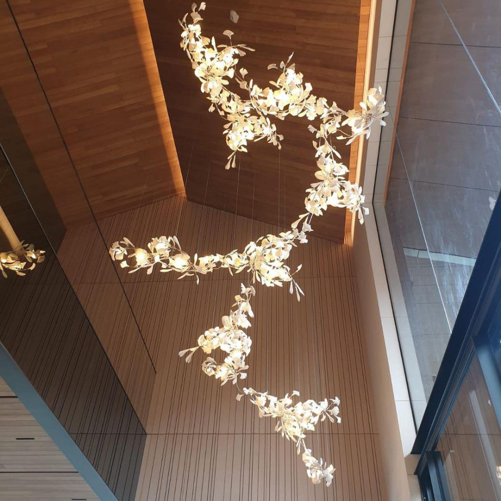 Olivia Modern Leaf Chandelier Metal/Ceramic Bedroom/Living Room - Lumpaz