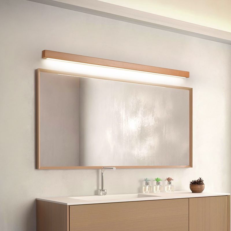 Ozawa Linear Mirror Wooden Front Vanity Wall Lamp Bedroom Bathroom - Lumpaz