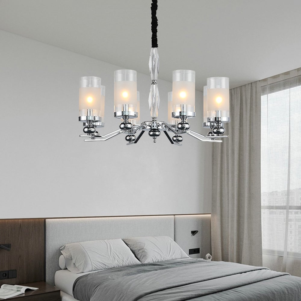 Alessio Retro Silver Metal/Glass Chandelier/Wall Lamp, Living Room - Lumpaz