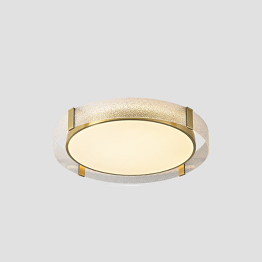 Quinn Modern Round Metal/Glass Flush Mount Ceiling Light, Gold - Lumpaz