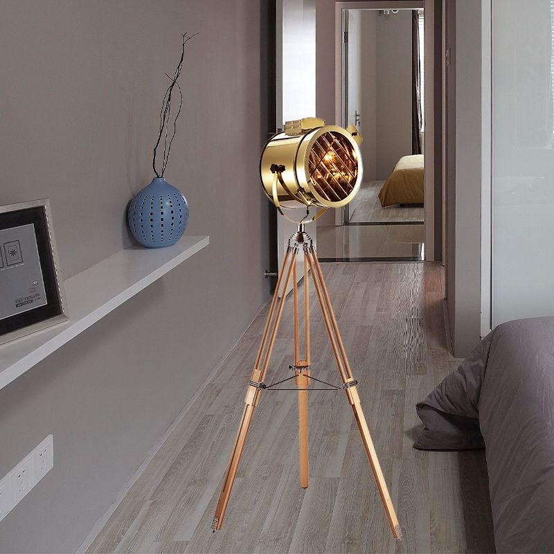 Salgado Retro Tripod Metal Floor Lamp, Silver, Bedroom/Study - Lumpaz