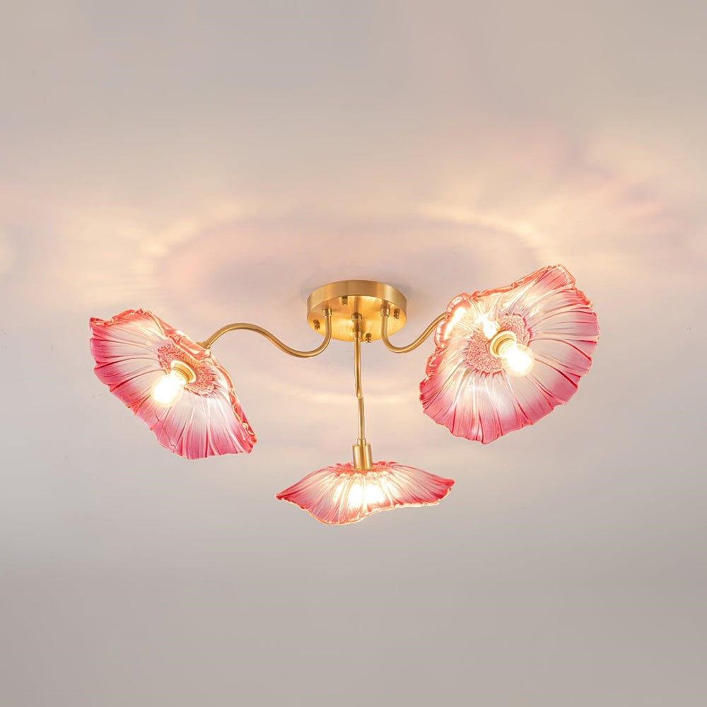 Hailie Modern Flower Ceiling Light  Metal/Glass Clear/Pink Bedroom - Lumpaz