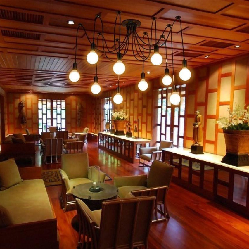 Alessio Retro Country LED Spider Chandelier, Black/White - Lumpaz