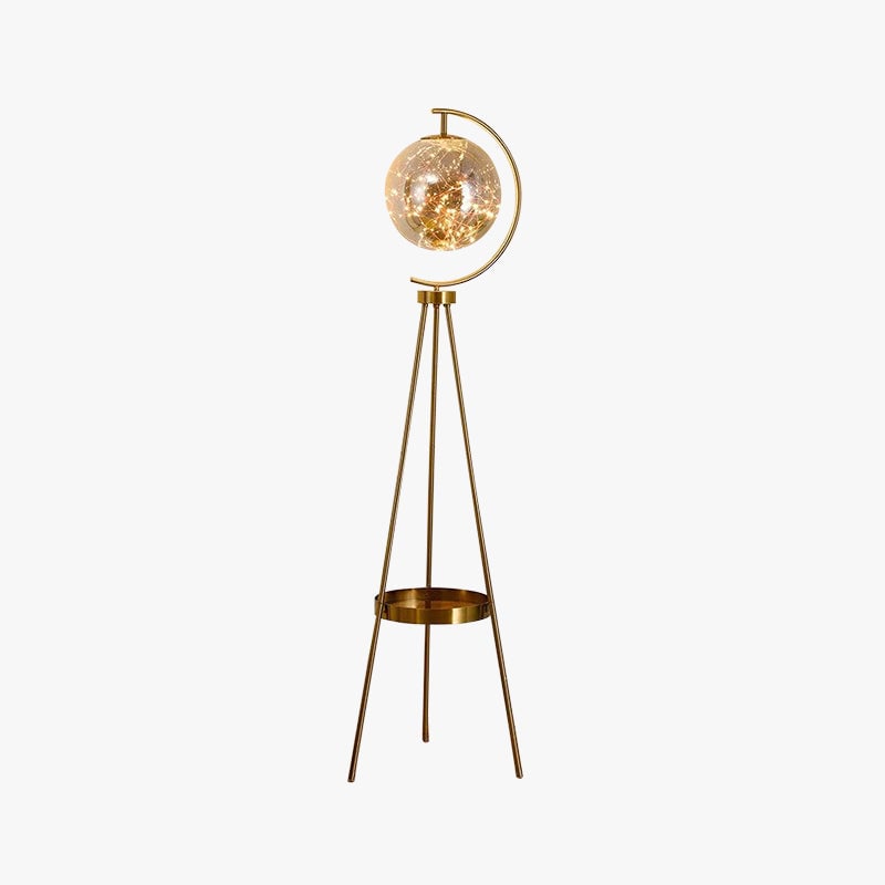 Kady Modern Starry Globe Glass Floor Lamp, Gold - Lumpaz