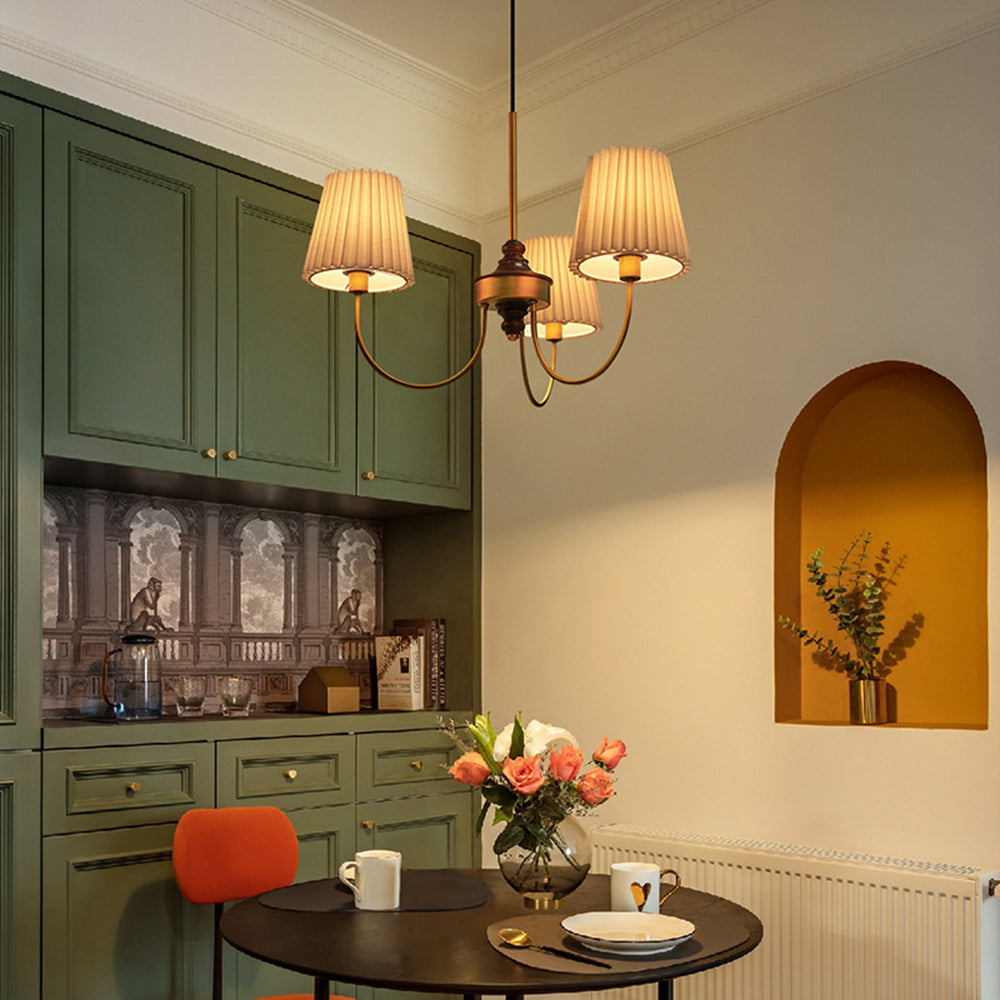 Eryn Modern Retro Metal/Fabric Chandelier, White/Green - Lumpaz