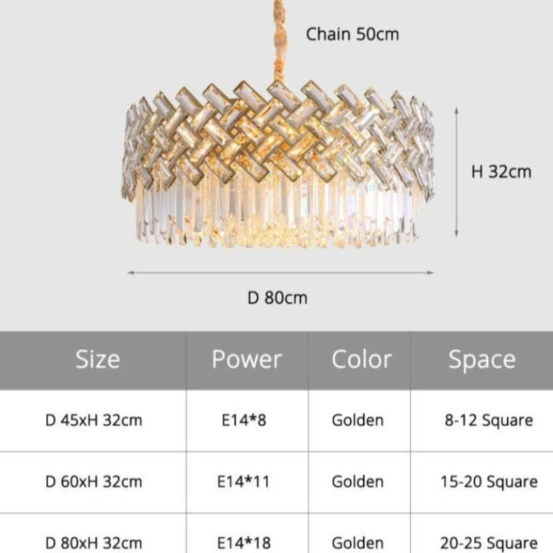Marilyn Luxury Gold Chandelier, Crystal & Metal - Lumpaz