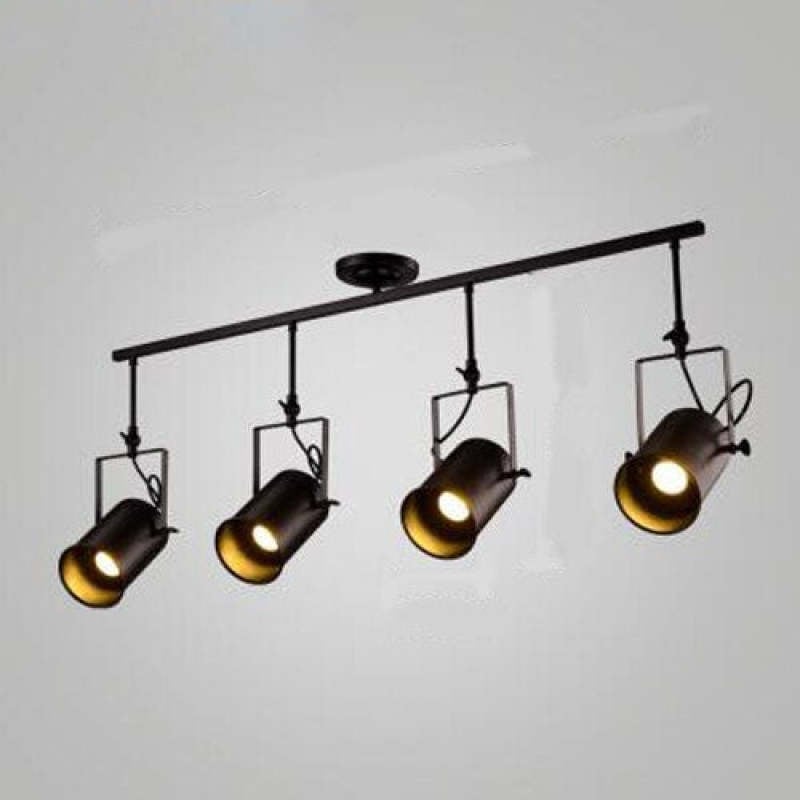 Alessio Vintage Adjustable Semi-Flush Mount Ceiling Light, Black - Lumpaz