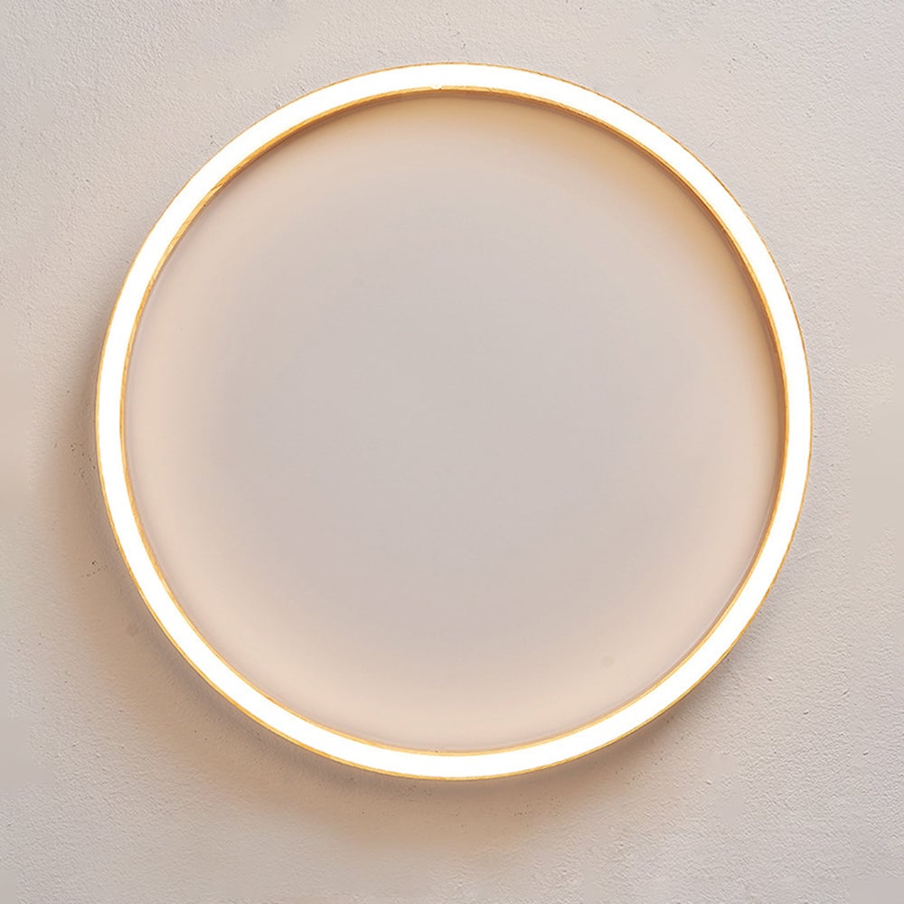 Ozawa Round Modern Flush Mount Ceiling Light Wood Acrylic Bedroom - Lumpaz