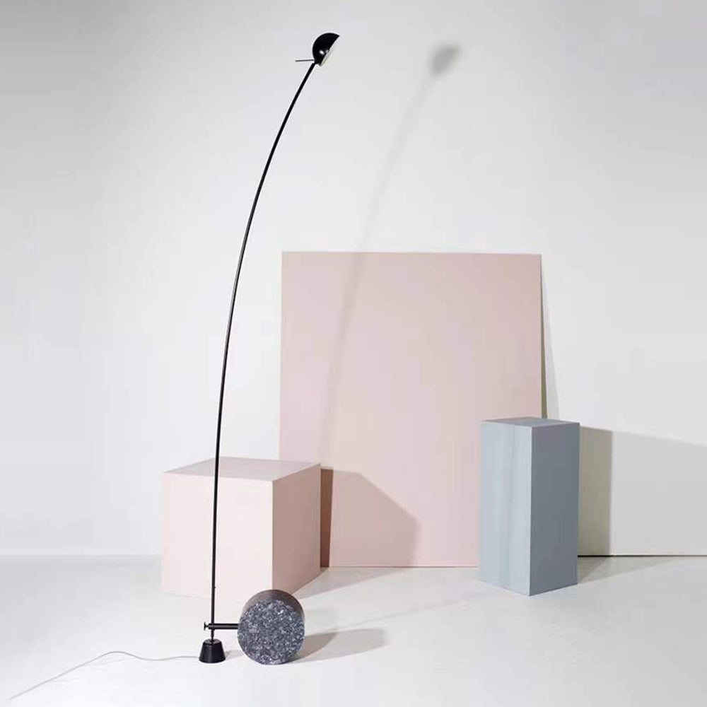 Salgado Nordic Gray Arc LED Floor Lamp, Marble & Metal - Lumpaz