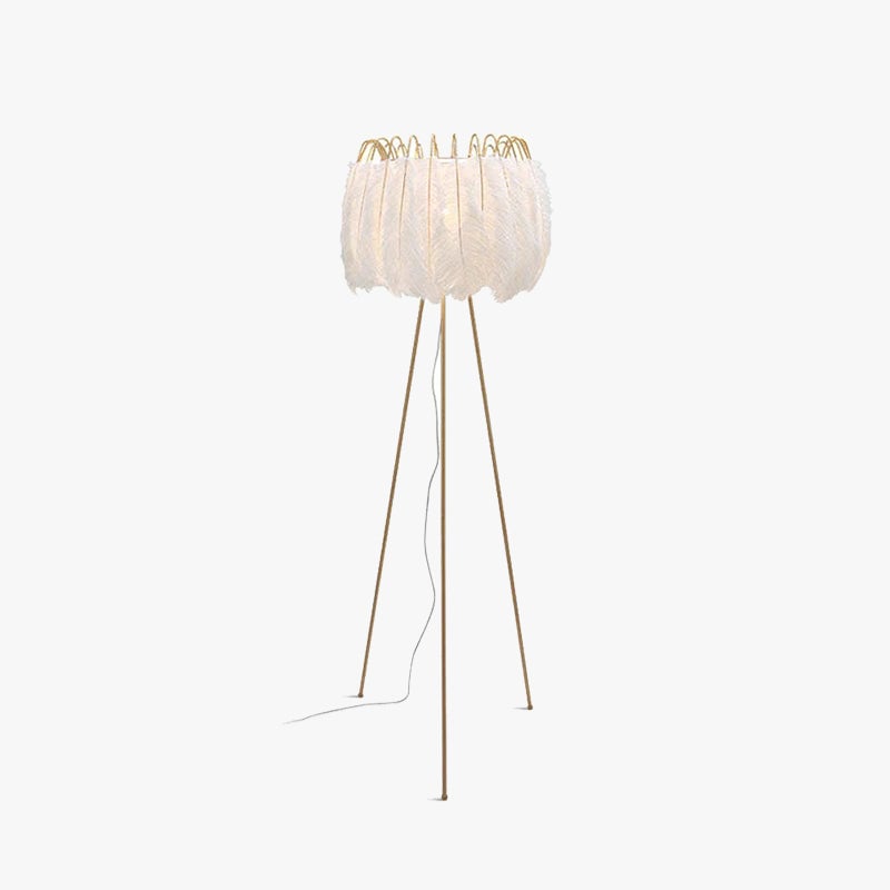 O'Moore Artistic Tripod Feather Floor Lamp, White - Lumpaz