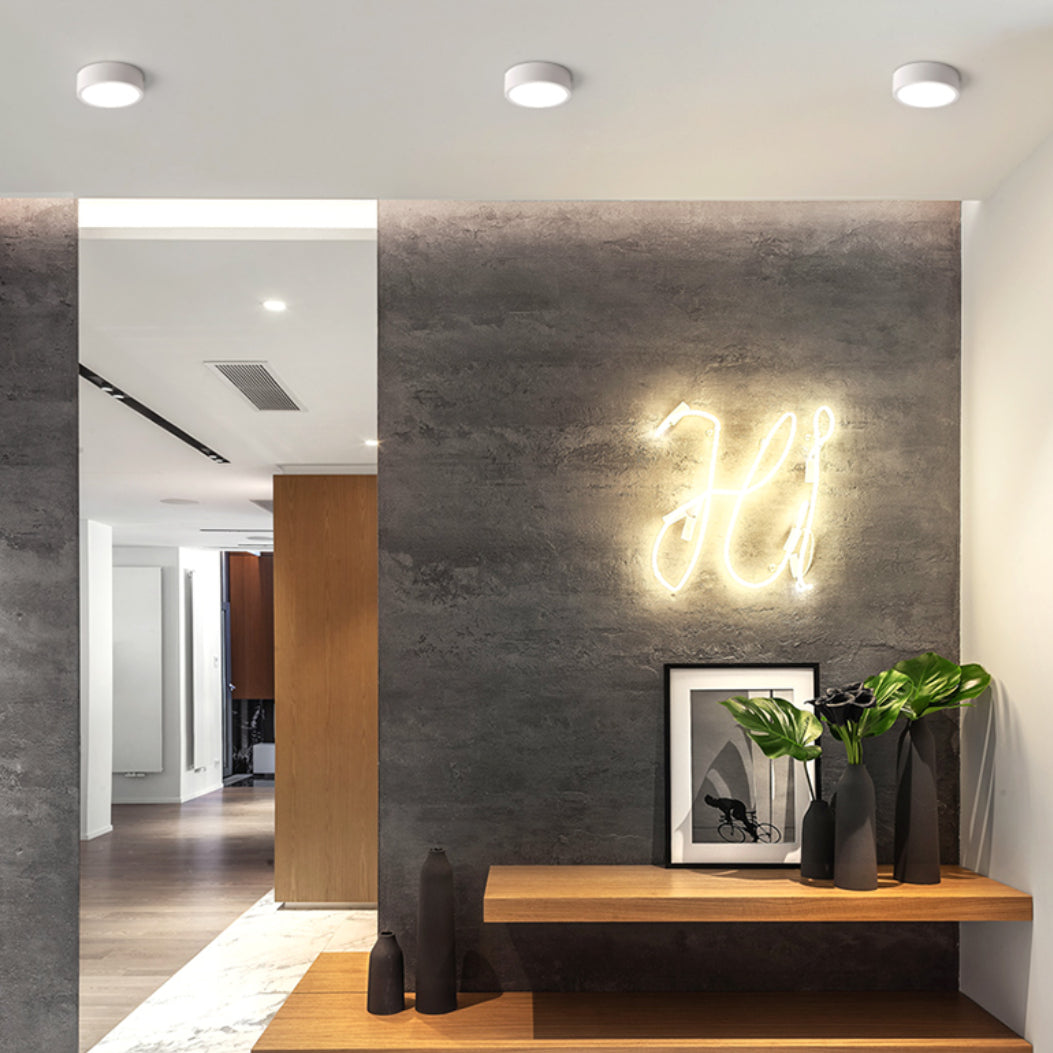 Quinn Flush Mount Ceiling Light Cylindrical Modern Metal/Acrylic, White/Black/Gray, Bedroom - Lumpaz