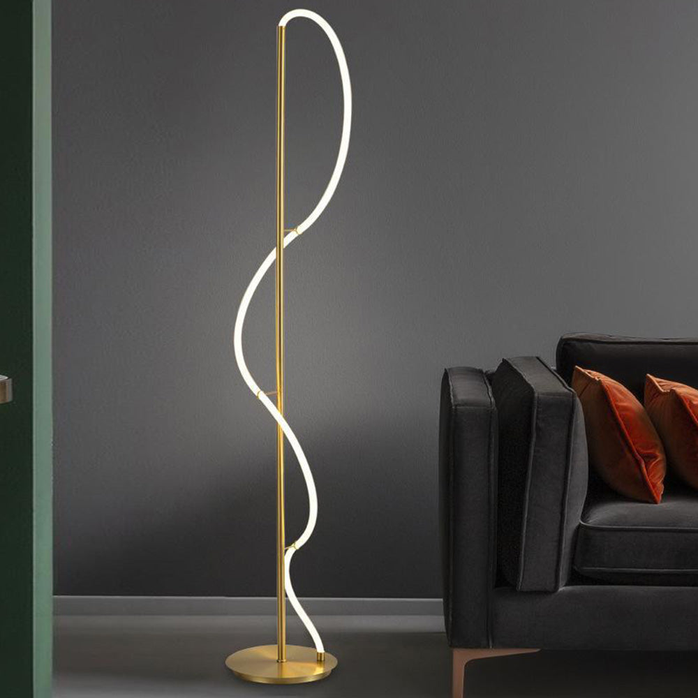 Modern Minimalis Linear Floor Lamp/Table, Brass - Lumpaz