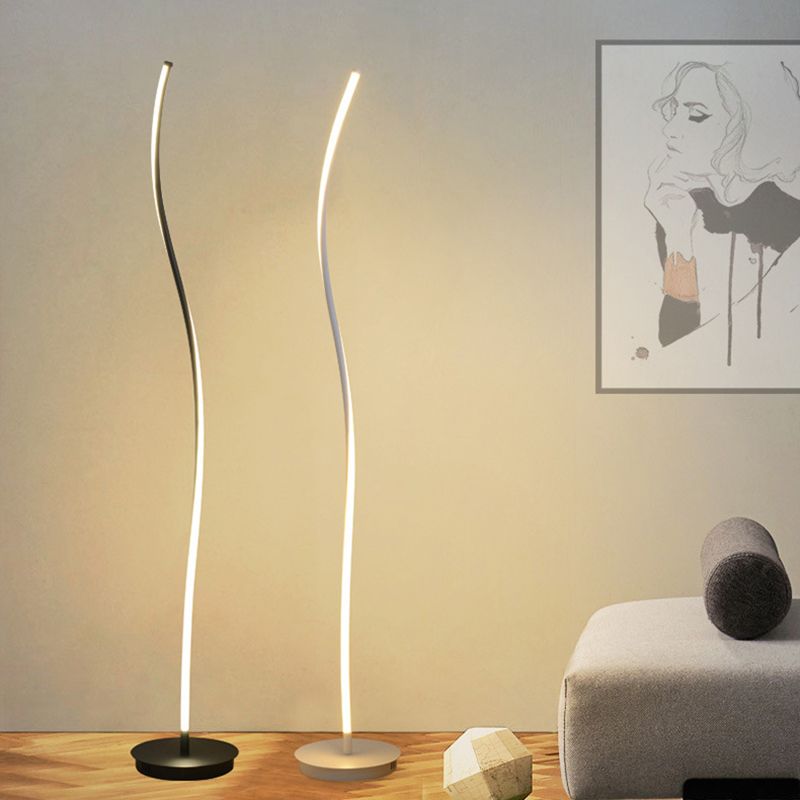 Modern Linear Metal Acrylic Floor Lamp, Black/White - Lumpaz