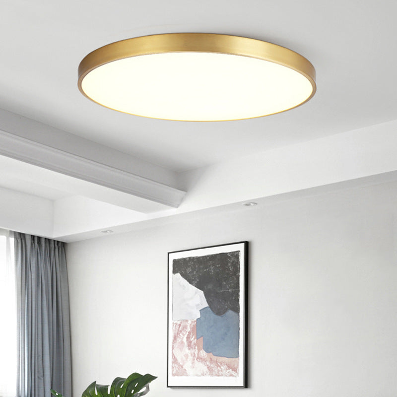 Quinn Nordic LED Gold Round Flush Mount Ceiling Light, Metal&Acrylic - Lumpaz